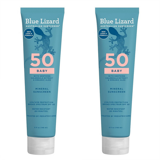 Blue Lizard BABY Mineral Sunscreen 블루 리자드 베이비 무기자차 선크림 SPF 50+ 0.5oz, 2개, 148ml