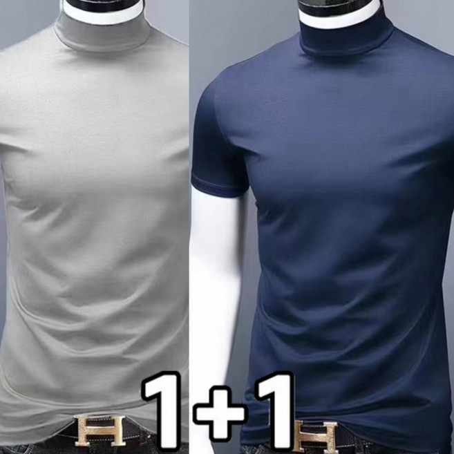 FANSYLI 1+1 남성 반팔티 반폴라 슬림 이너티셔츠 빅사이즈 심플 통근티셔츠 투피스 X2601J13