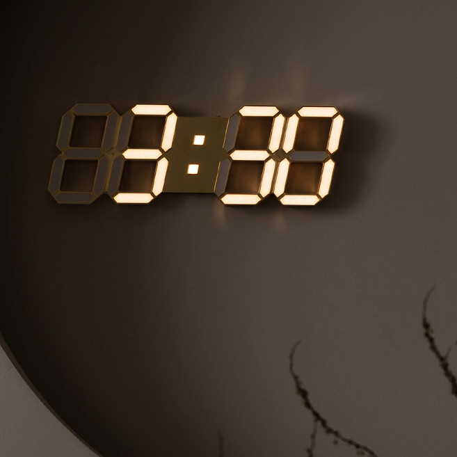 국산 루나리스 24K 금도금 샴페인골드 3D LED 벽시계 프리미엄 인테리어 벽걸이 시계, 프리미엄 골드