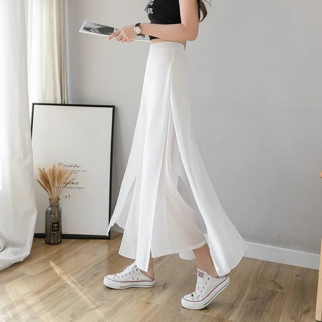 미중 여성 뉴 여름 하감 시폰 투인원 와이드 9부 박시 날씬 숙녀 치마바지yy
