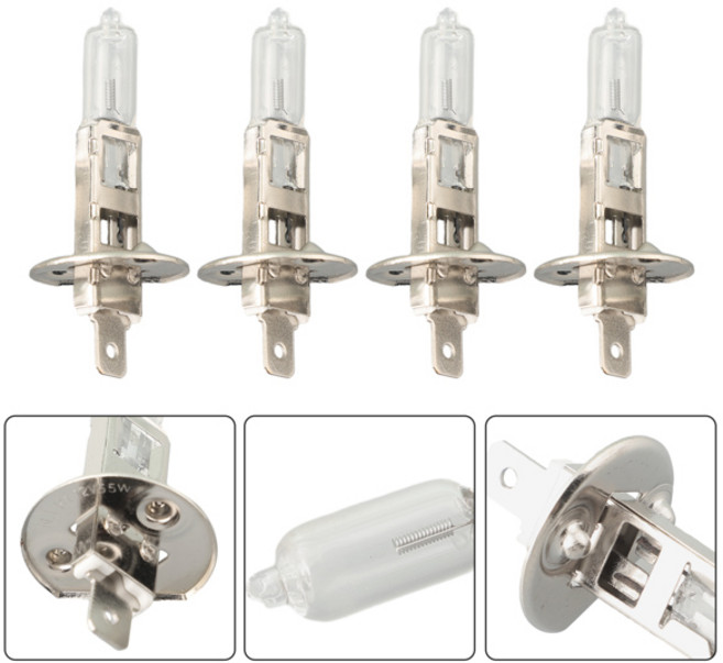 4pcs H1 할로겐 헤드 라이트 전구 백색광 램프 높은낮은 빔 12V 6000K 55W 자동 안개 램프 할로겐 전구 전동 공구 액세서리, 01 CHINA