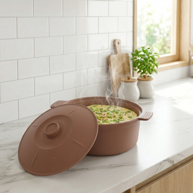 소노리떼 국산 실리콘 계란찜기 원형 특대형 대용량 1500ml, 1개, 아몬드브라운 아몬드브라운