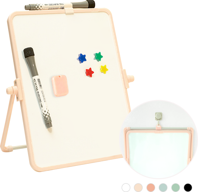 하루아즈 양면 미니 화이트보드 탁상용 벽걸이용 미니칠판 자석 메모보드, 라이트핑크