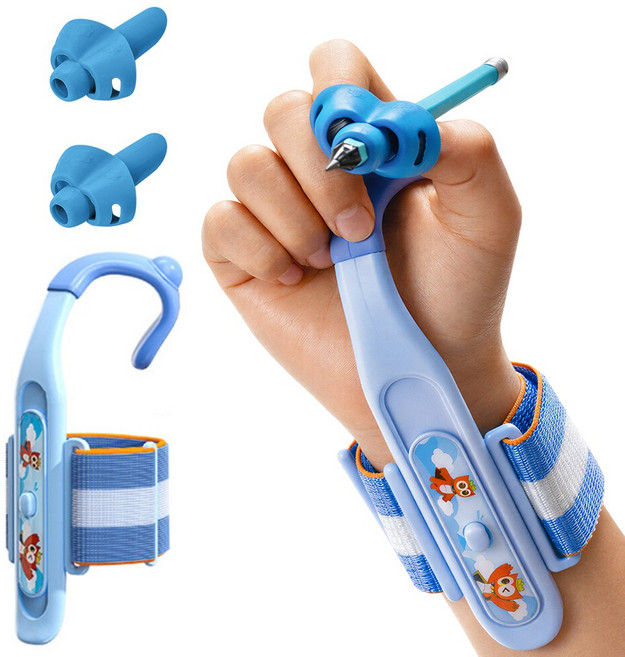 미니고 손목 손가락 연필 교정기 어린이 연필그립, 1세트, 미라클블루