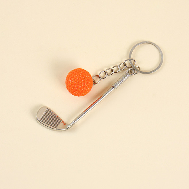 치프몰 골프채 골프공 열쇠고리, 1개, 주황색