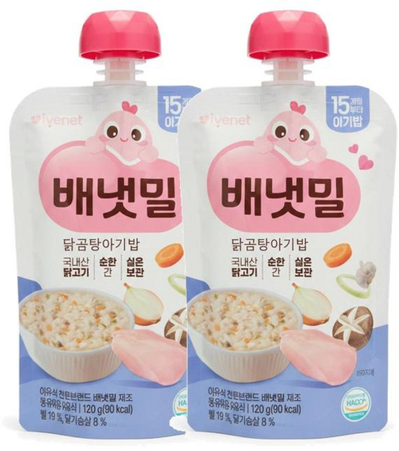 아이배냇 배냇밀 실온이유식 아기밥 15개월 닭곰탕아기밥 120g 2개 기저귀가방 여행, 6세트