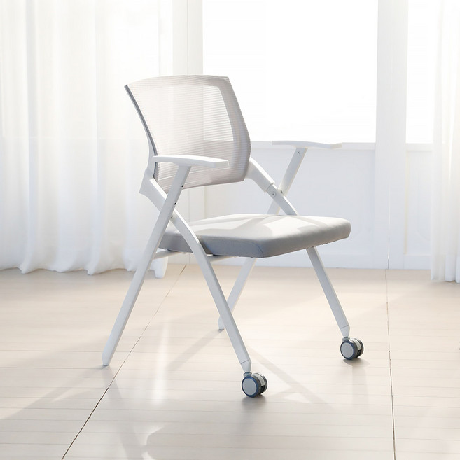 린백토리 LTY100S 학생 바퀴없는 허리 편한 공부 책상 사무실 회의실 접이식 메쉬 의자, 화이트 1개