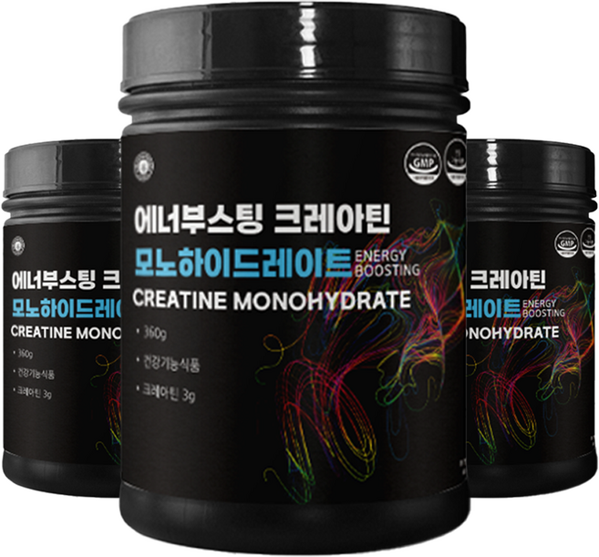 에너부스팅 크레아틴 분말 모노하이드레이트 100%, 3개, 360g