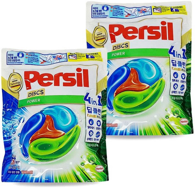 퍼실 디스크파워 4in1 딥클린 캡슐세제 파우치 26개입 일반 드럼 겸용 세탁세제, 파우치 26개입 2개