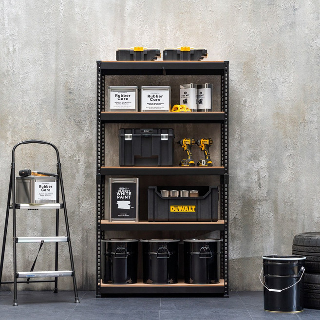 스피드랙 조립식 철제 앵글 선반 5단, 블랙