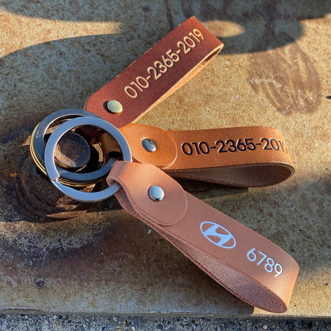 이탈리아 수입 가죽 키링 차로고 차번호 전화번호 이니셜 각인 열쇠고리 번호판 키홀더, 퍼플, 1개