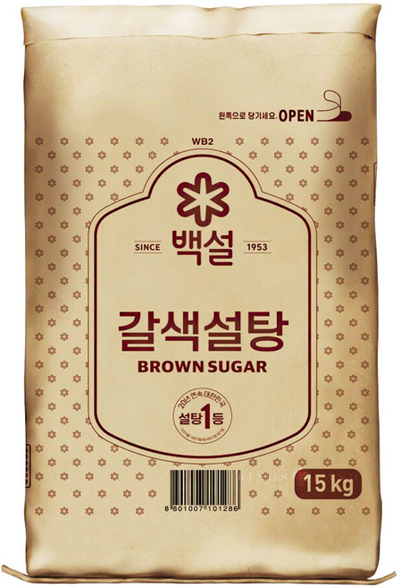 백설 갈색 설탕, 15kg, 1개