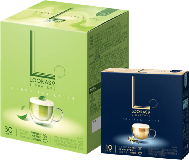 라떼스틱 커피믹스세트 루카스나인 그린티라떼30T + 바닐라라떼10T, 2세트, 그린티라떼30T+바닐라라떼10T