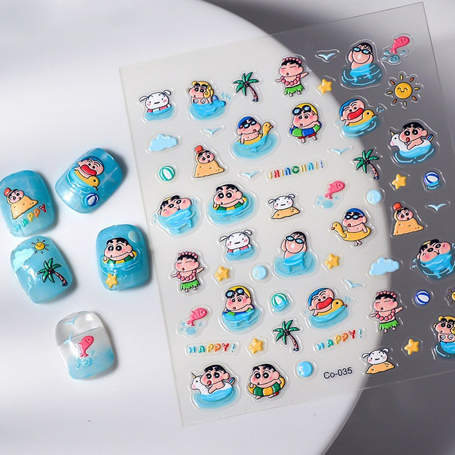 여름 수영 짱구 네일스티커 JS 035, 1개