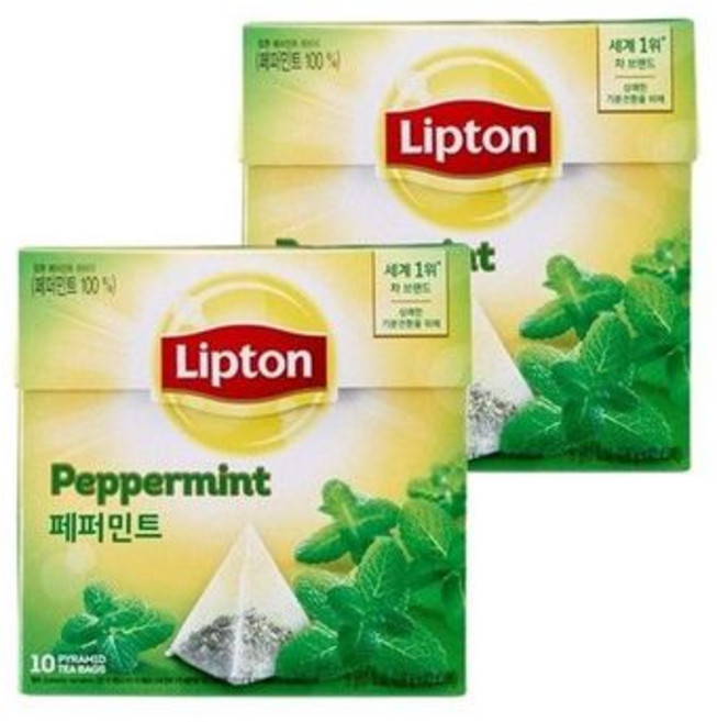 립톤 효능 공드린 마시는 물대신 잎차 허브차 페퍼민트 티백 10T 2개, 1개, 10개입