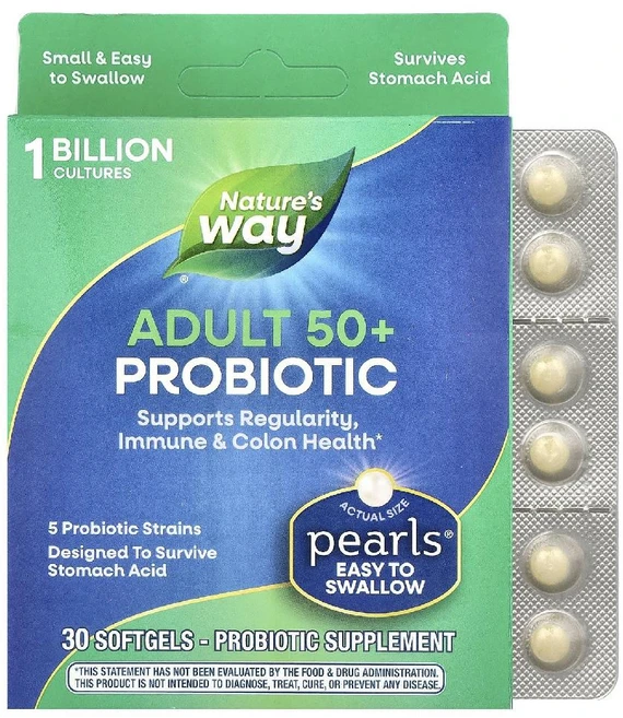 네이처스웨이 프로바이오틱 펄즈 Probiotic Pearls 50세이상 소프트젤 30정, 1개 - 쿠팡