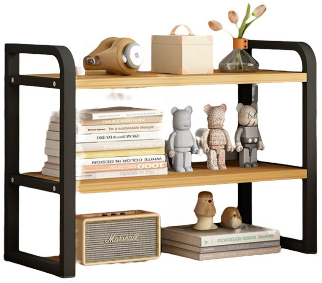 레디박스 책상 주방 욕실 정리 다용도 소형 수납 스탠드 미니 선반, 우드블랙, 2단