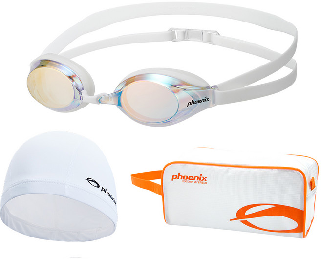 피닉스 3종 수영용품 세트 D, 화이트, 1개