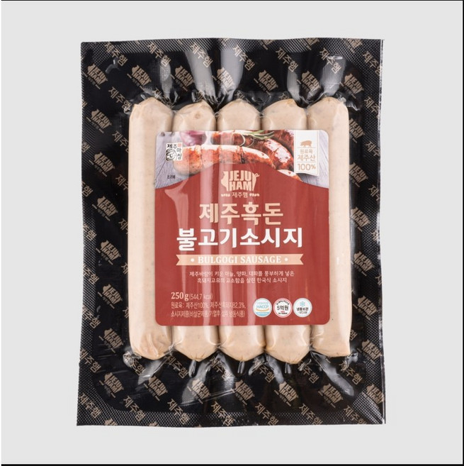 제주흑돈 불고기소시지 250g 청정제주 흑돼지 제주대파 제주마늘 제주양파 촉촉한 육즙, 1개