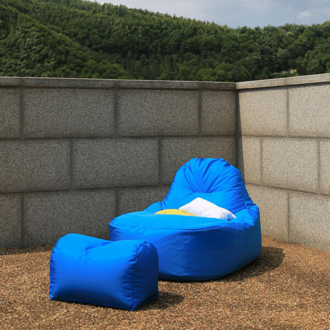 [보니타빈백] 블랙에디션 프리미엄 방수빈백 에덴 WE500 야외빈백/캠핑빈백 [빈백+풋스툴 세트], 색상:블루+풋스툴