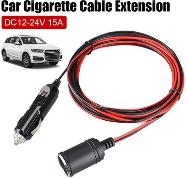자동차 분배기 소켓 플러그 액세서리 담배 라이터 익스텐션 코드 충전기 케이블 3.7m 15A 퓨즈 포함 1, 1개