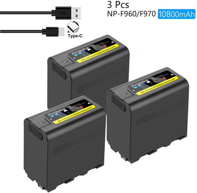 호환 10800mAh USB 출력 NP-F980 배터리 UCB-C 포트 소니 PLM-100 CCD-TRV35 MVC-FD91 MC1500C 용, 01 3 Batteries, 러시아
