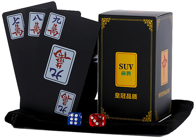 방수 PVC 카드 마작 휴대용 카드마작 세트 중국 일본 보드게임, 1개