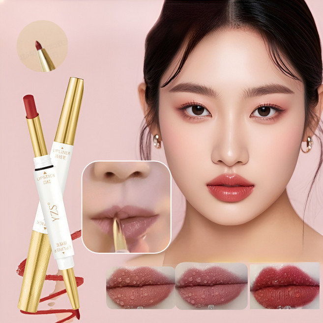 듀얼헤드립스틱립라이너 투인원 디자인 립스틱 지워지지않는롱래스팅 발색방수, (1+1)레트로 칠리 x2