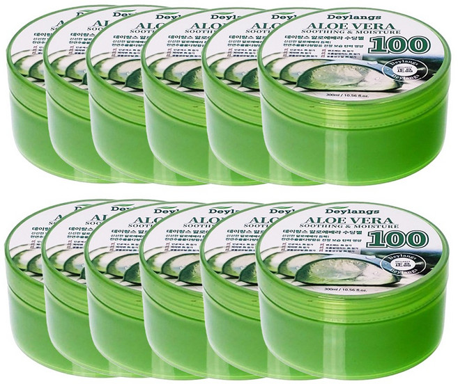 데이랑스 알로에 수딩젤 100 300ml 무알콜 천연보존제 사용 수분크림 바디로션 바디크림 12개세트, 12개