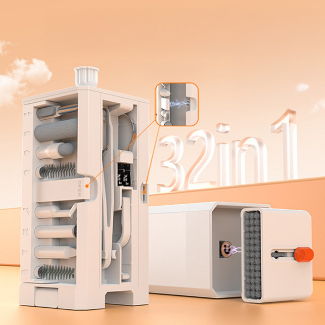 치프몰 32 in 1 키보드 에어팟 스마트폰 다기능 청소키트, 화이트, 1개