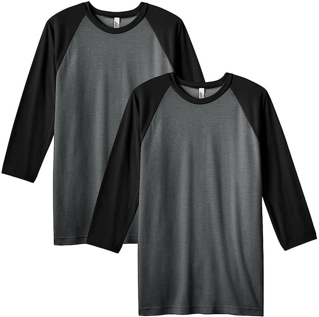 American Apparel 유니 성인용 CVC 래글런 티셔츠 스타일 G2003cvc 2팩 화이트/헤더 인디고 (2팩) XXL