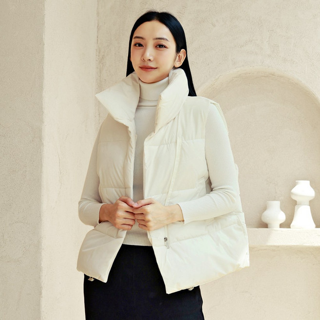 BUEHN 여성 오버핏 패딩조끼/ 푹신한 볼륨감 포근한 하이넥 집업 패딩 베스트 빅사이즈/ 3color