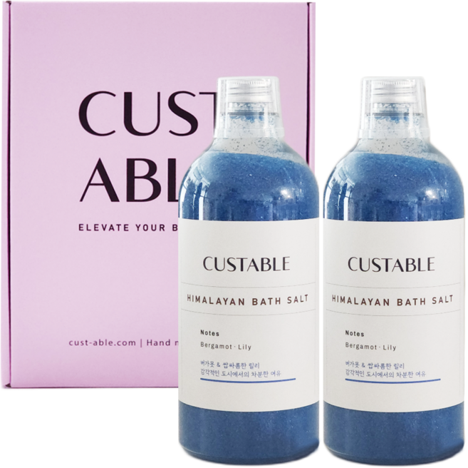 커스터블 퍼퓸 배쓰 솔트 소금 입욕제 블루, 2개, 1.1kg