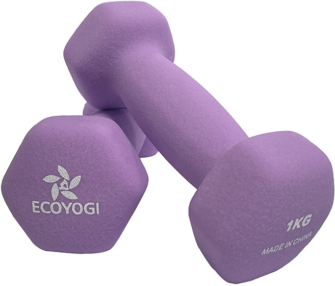에코요기 네오프렌 논슬립 아령 _2개1세트 ( 1kg 1.5kg 2kg 3kg 4kg 5kg), 1세트, 퍼플 1kg x 2개