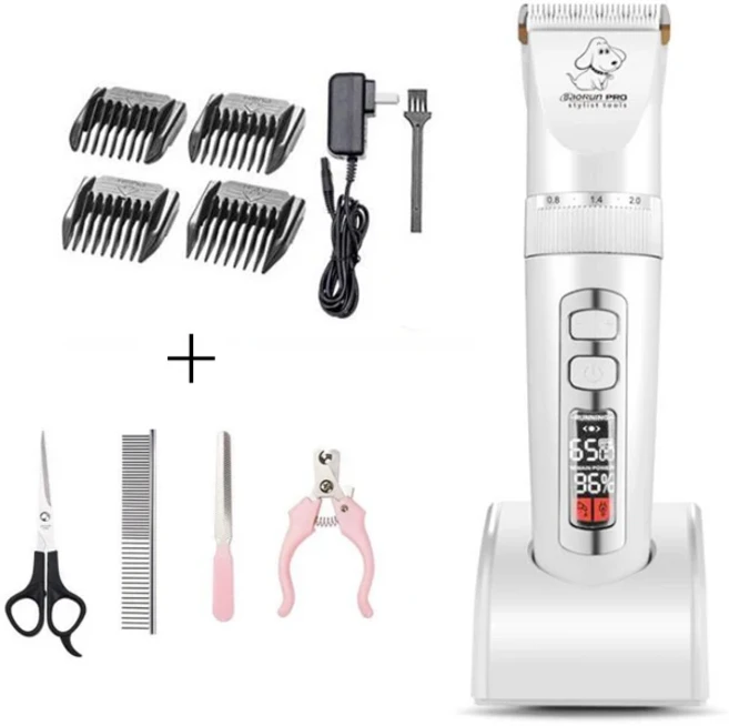 Baorun P9 전문 충전식 애완견 개 동물 헤어 커터 트리머 고양이 손질 클리퍼 저소음 기계, 01 China Mainland, 01 US, 11 M