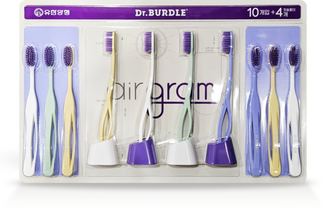 유한양행 닥터버들 에어그램 칫솔 10개입 + 칫솔홀더 4개, 1개