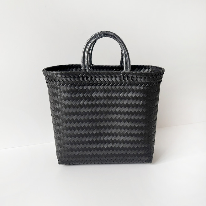 더블 클래식 메쉬 토트백 PVC 발리 가방 미니멀 가벼운 스타일링 경량백 블랙