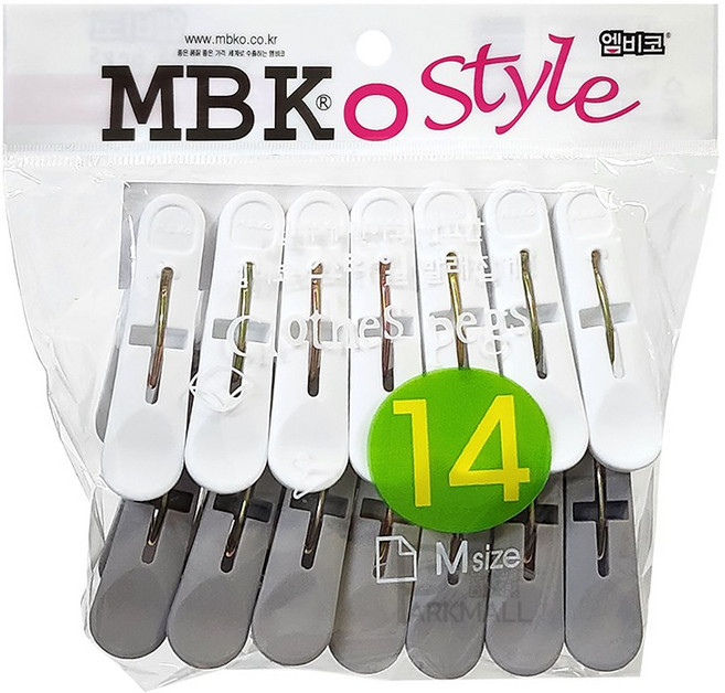 엠비코 스타일 빨래집게 중14p (국산 빨래줄 집개 세탁 양말 건조, 1개