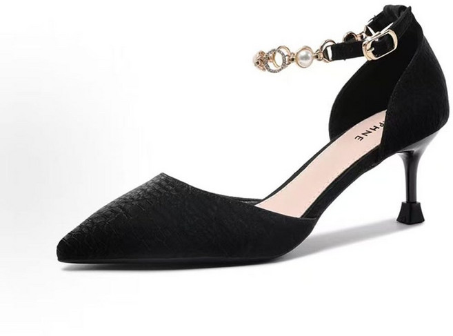 스타일닥터 여성 여름 코디 꼬깔 진주 장식 스틸레토 샌들