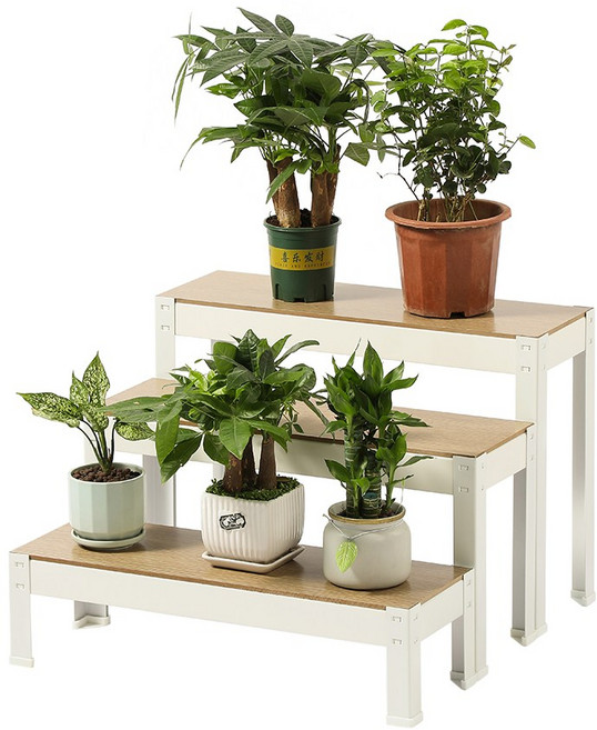 홈치치 화분 선반대 받침대 진열대, 3단, 화이트 600