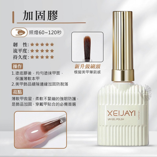 XEJIYAI UV 凝膠指甲油 亮片漸層 RC099, XEI_牛奶瓶_加固膠(無HEMA), 1個, 15ml