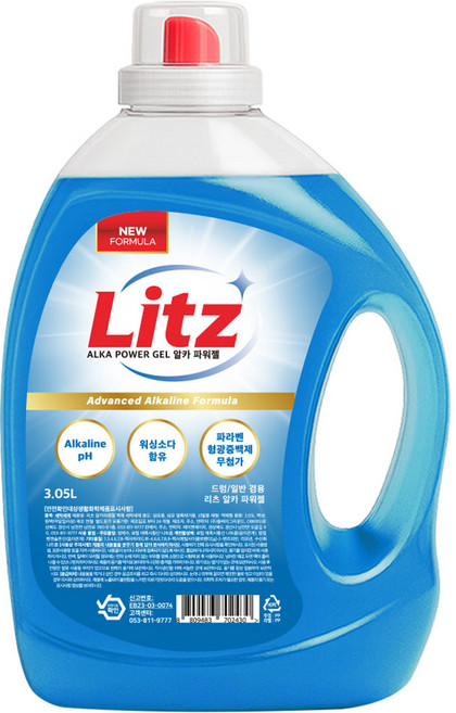 리츠 알카파워젤 고농축 알칼리 액체세제, 1개, 3.05L