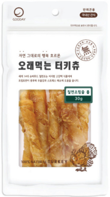 굿데이 오래먹는 터키츄 강아지 간식, 칠면조 힘줄, 30g, 4개