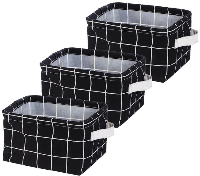 아리코 북유럽 패브릭 바스켓, 블랙, 3개