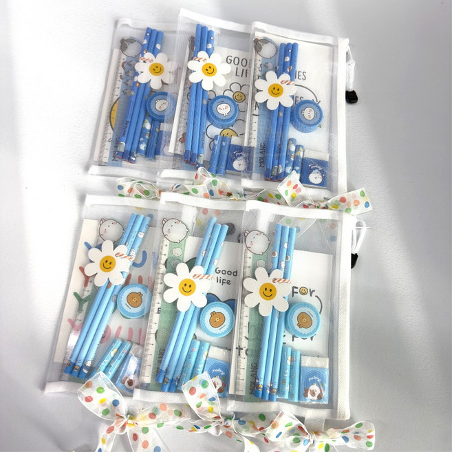 어린이집 초등학생 생일선물 학용품 답례품, 6개, 블루+스카이블루