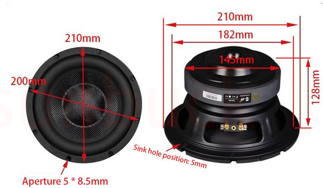 서브우퍼 사운드 스피커 고출력 라우드 오디오 8 인치 200W 4 옴, 01 4 ohms, 01 2PC