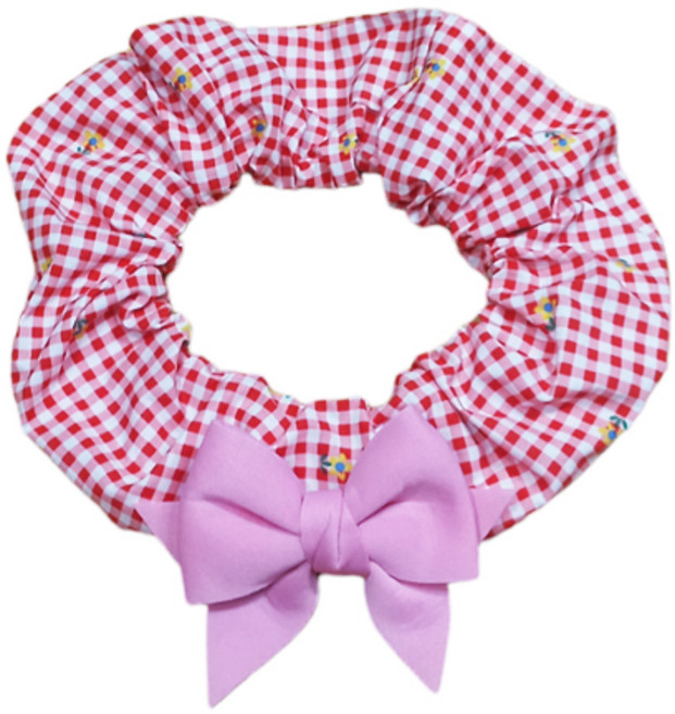 하니펫 반려동물 귀요미스카프 체크레이스곱창, 빨강, 1개