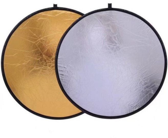 RF01 24 인치반사판 5in1 30CM 60CM 80CM 110CM 실버 화이트 골드 휴대용 접이식 부드러운 빛 라운드 사진, 02 60CM-Silver Gold, 02 60CM-Silver Gold, 한개옵션1