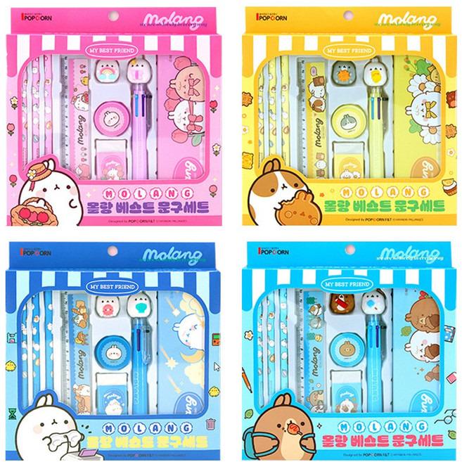 몰랑 베스트 문구세트 유치원 어린이집 답례품 초등 학용품 입학 졸업 단체선물, 블루or스카이블루, 1개