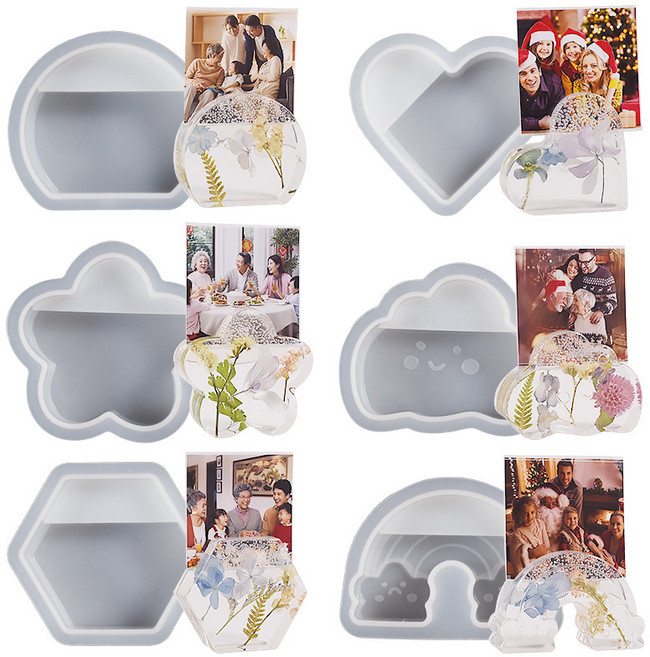 레진아트 공예 DIY 명함 사진 카드 모양 홀더 실리콘 몰드, 반원+무지개, 1개